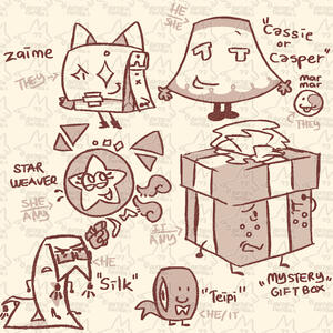 Simple, limited color doodles of my ocs haha