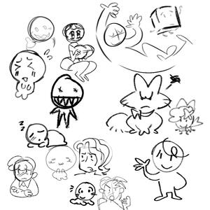 Not really an example but here's a bunch of doodles with different brushes